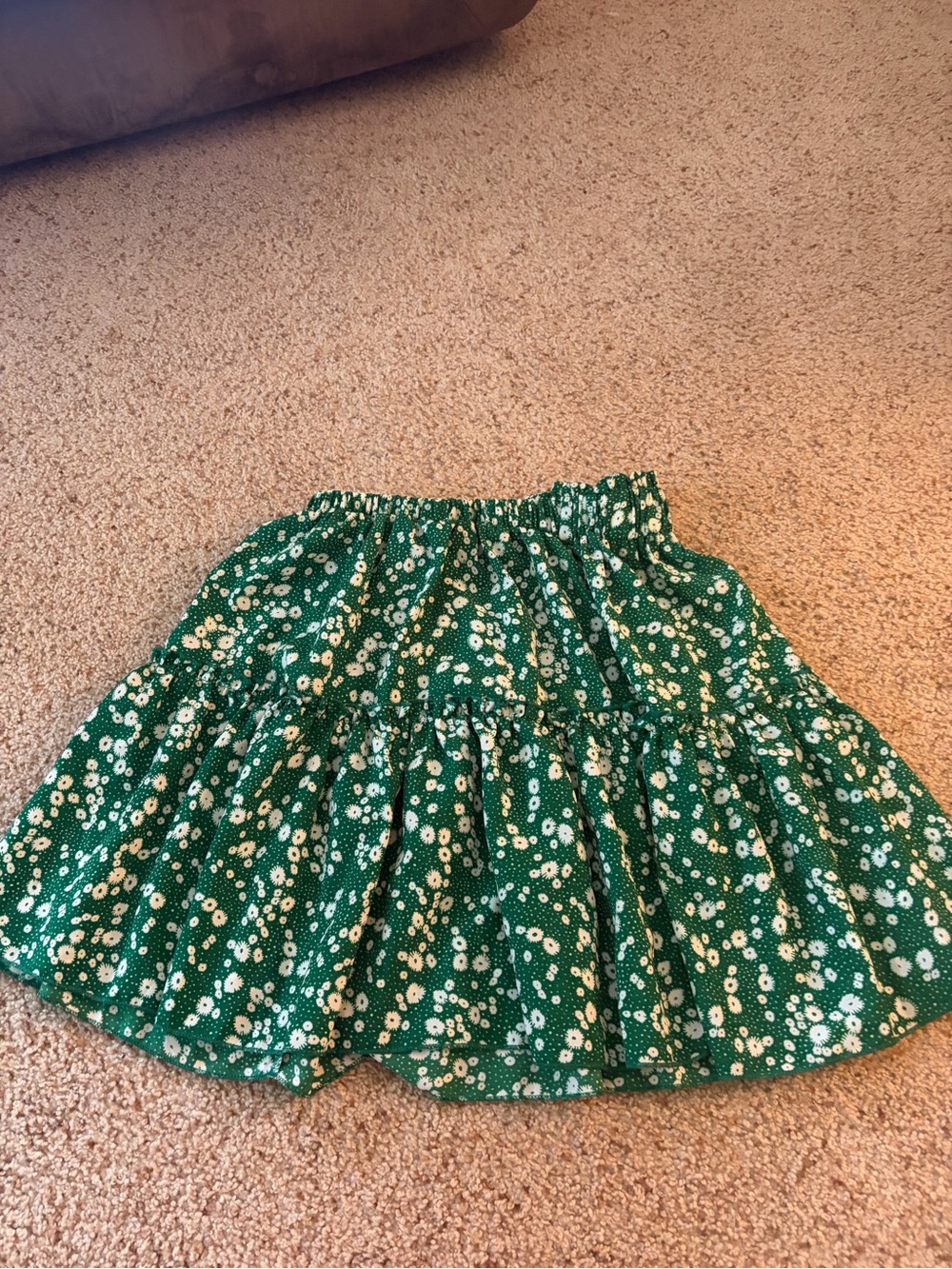 SHEIN Green Floral Tiered Mini Skirt